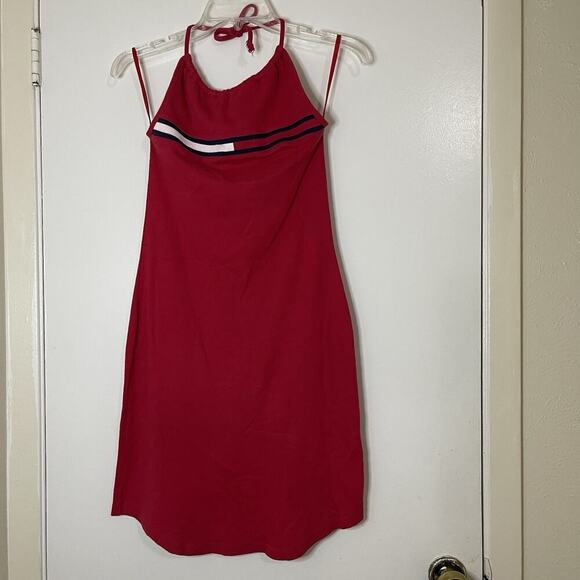 Tommy Hilfiger halter knit red y2k 90's summer dress size small - Picture 1 of 5